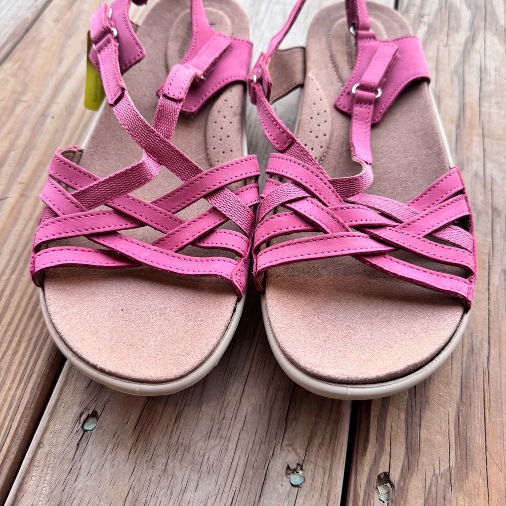 Hotter Comfort Concept Maisie Sandals | Pink & tan Leather | Size 9.5 EXF | New - Picture 3 of 7